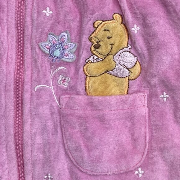 Disney Winnie the Pooh Embroidered Baby Velour Snowsuit Pink Bunting Zip-0-3 mos - Picture 2 of 16